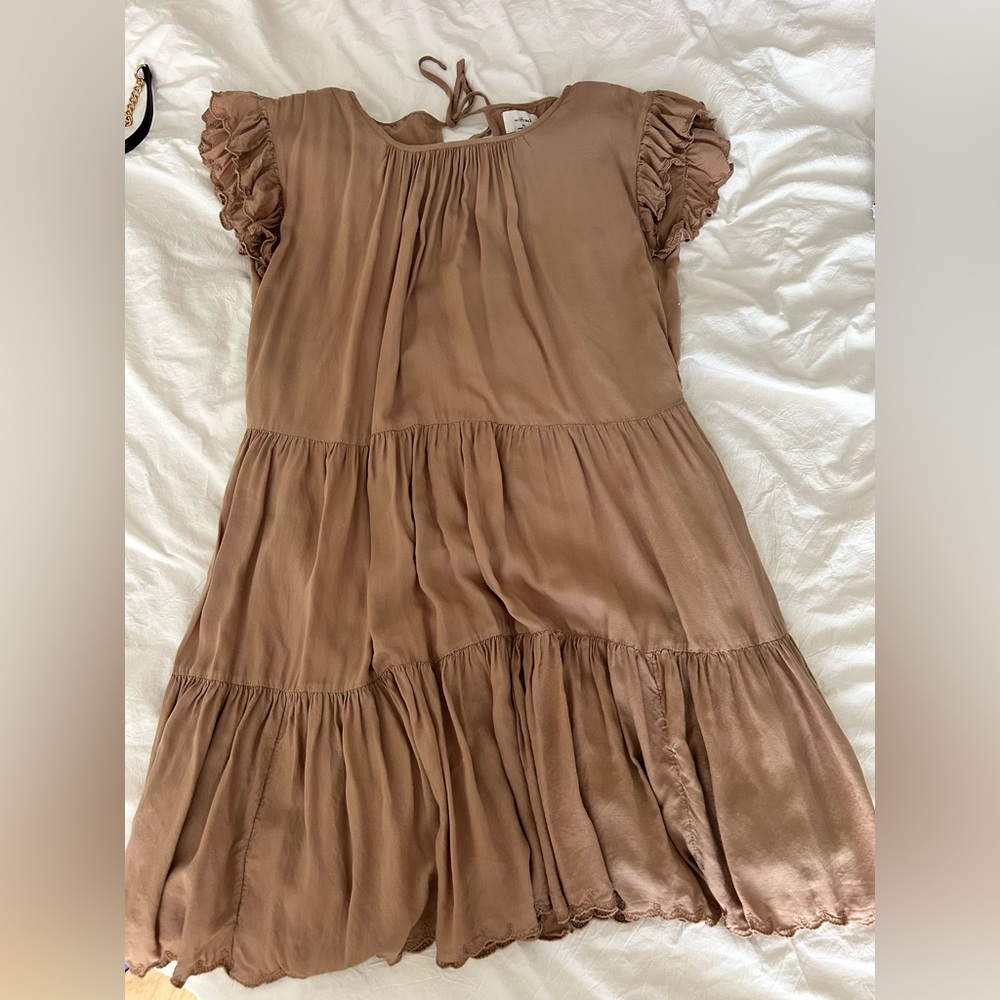 Wilfred Ruffled Tan Dress - Picture 1 of 2